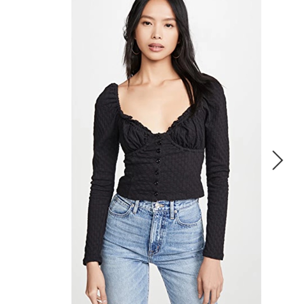 Free People Ladybug black pheasant top.